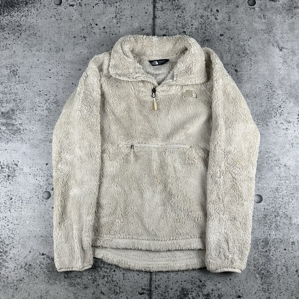 The North Face‎ Jacket Furry Fleece 1/4 Zip Pullover Soft Coat Vintage White M